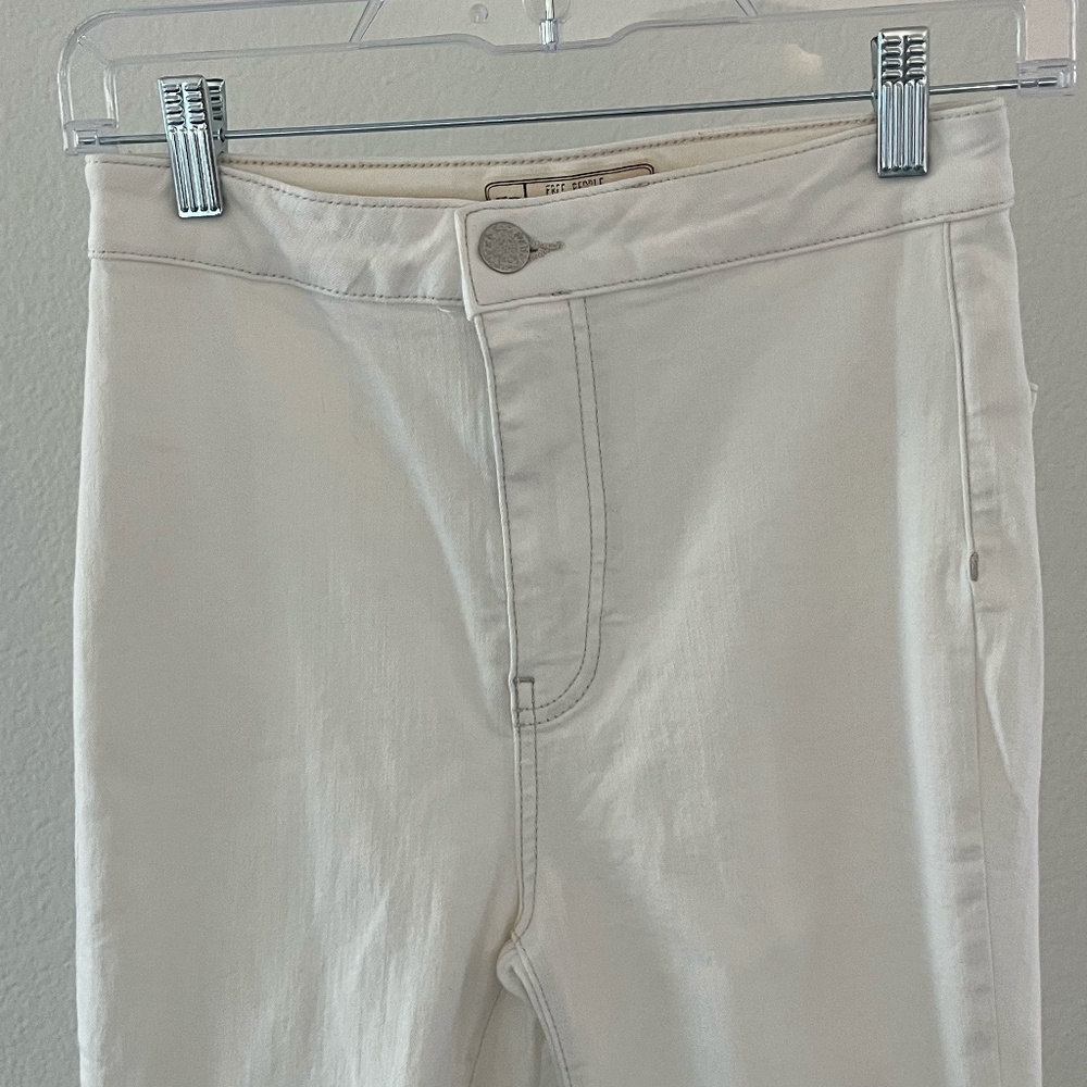 FREE PEOPLE | Bohemian Cowboy Just Float On Flare Jeans in White | Size W 25R - Picture 4 of 11